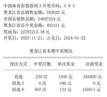 中国体育彩票排列3第23311期中奖号码揭晓，幸运儿们即将迎来惊喜！